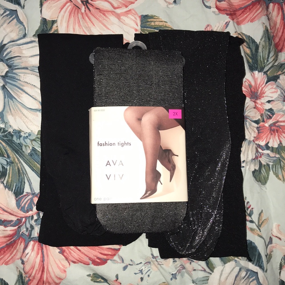Sparkly Black Ava Viv Tights - 2 pair Size 2X